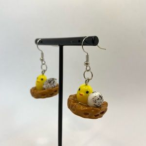 Baby chicken chick earrings baby bird earrings